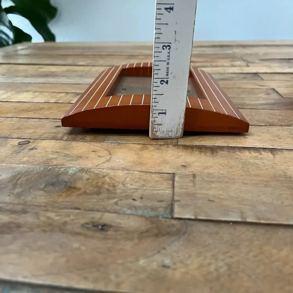 Striped Wooden Picture Frame 3.5 x 5 in Warm Amber Finish Hung or Free Standing